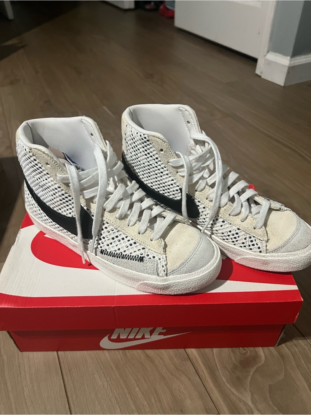 Nike White Sneakers with Yellow Tongue Accents